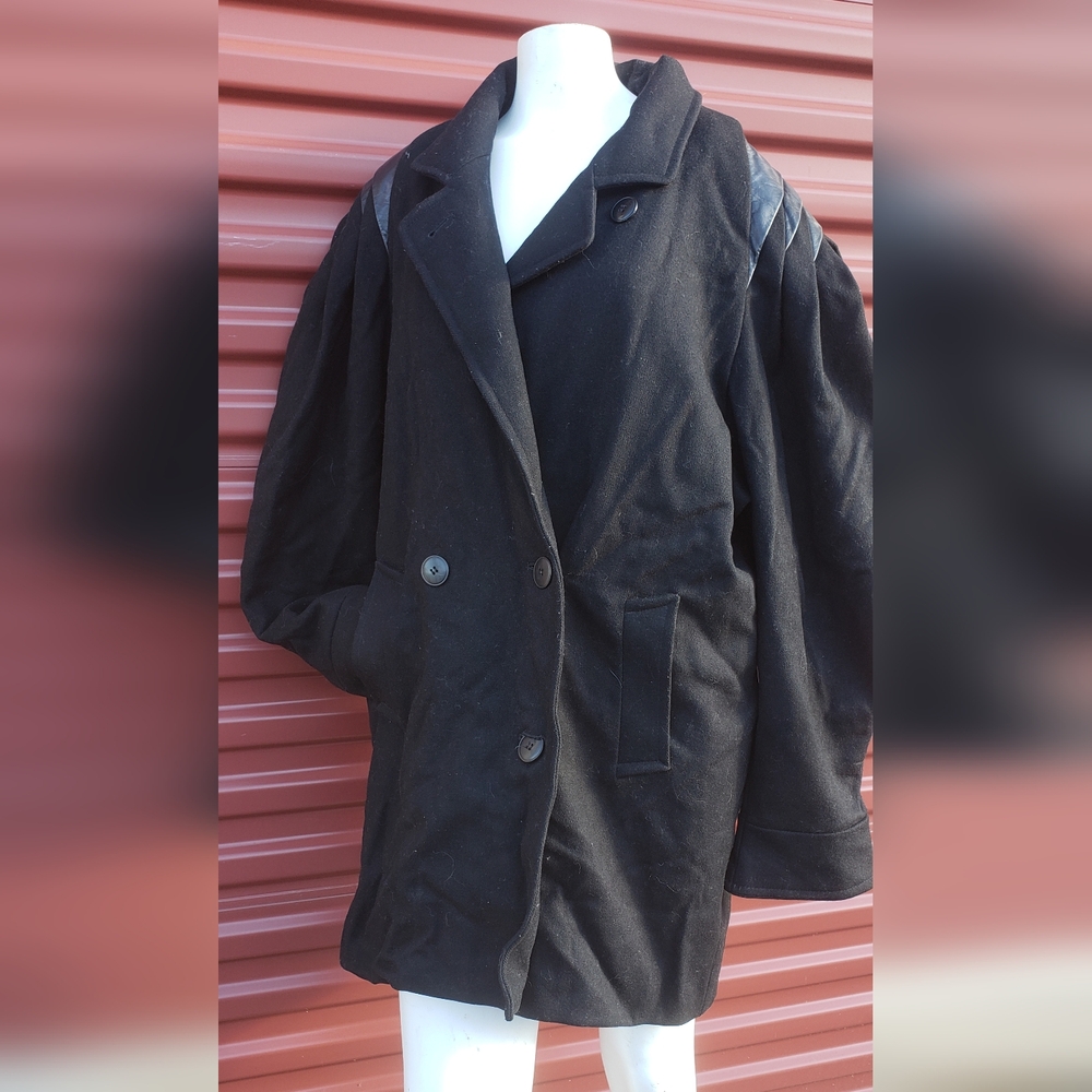 Vintage International Scene Wool Jacket Puff shoulders ButtonUp lining Size 9/10